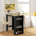 Mesa de Bar de Bistrô com 3 Prateleiras com Suporte Estilo Moderno para Cozinha Sala de Jantar Sala de Estar Estrutura de Melamina 112x57x106 cm Preto e Madeira — foto 6