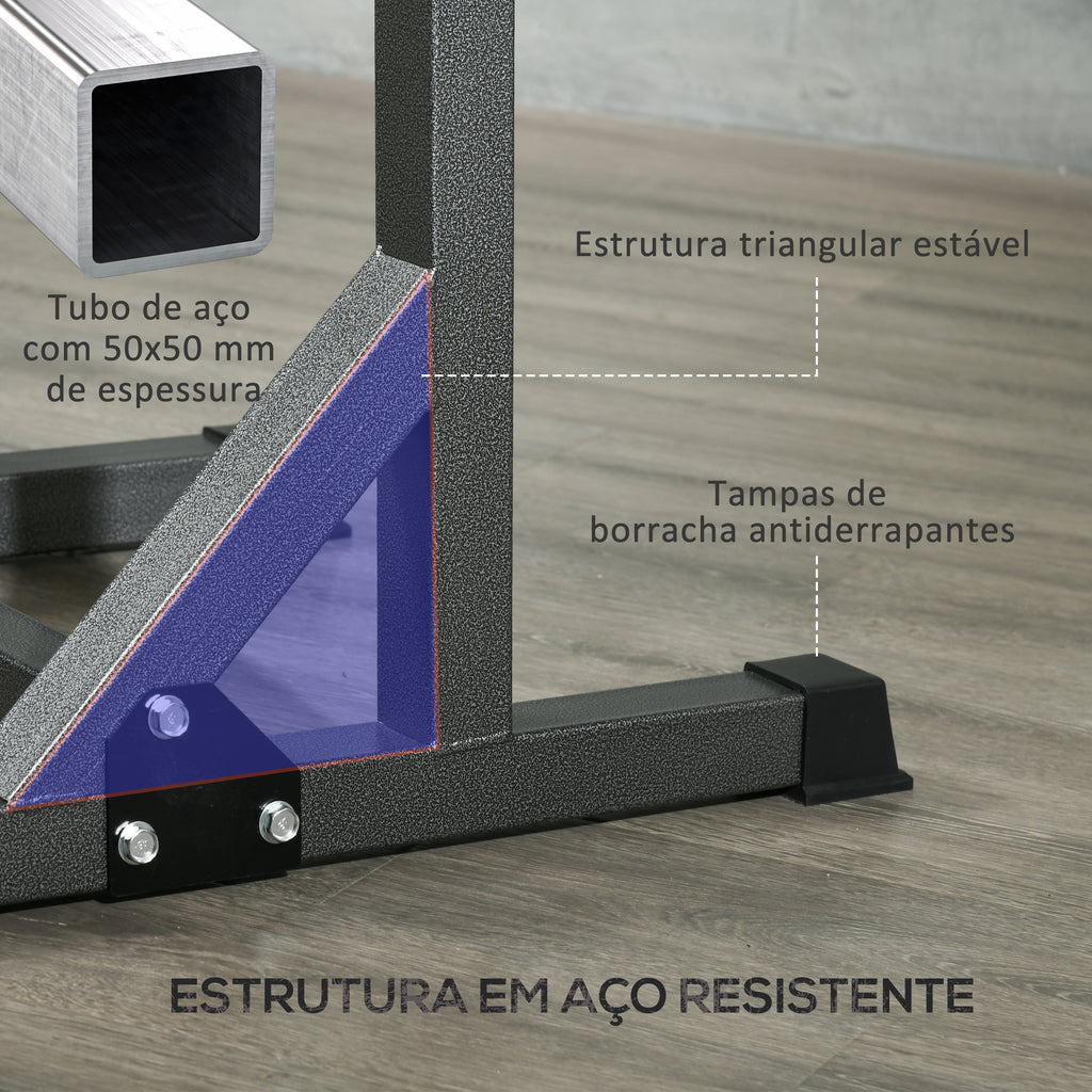 Suporte para Barras de Pesos Multifuncional com Largura e Altura Ajustáveis Suporte de Musculação com Estrutura de Aço Carga 200 kg para Treino em Casa Ginásio 60-87x65x121-158 cm Preto — foto 6