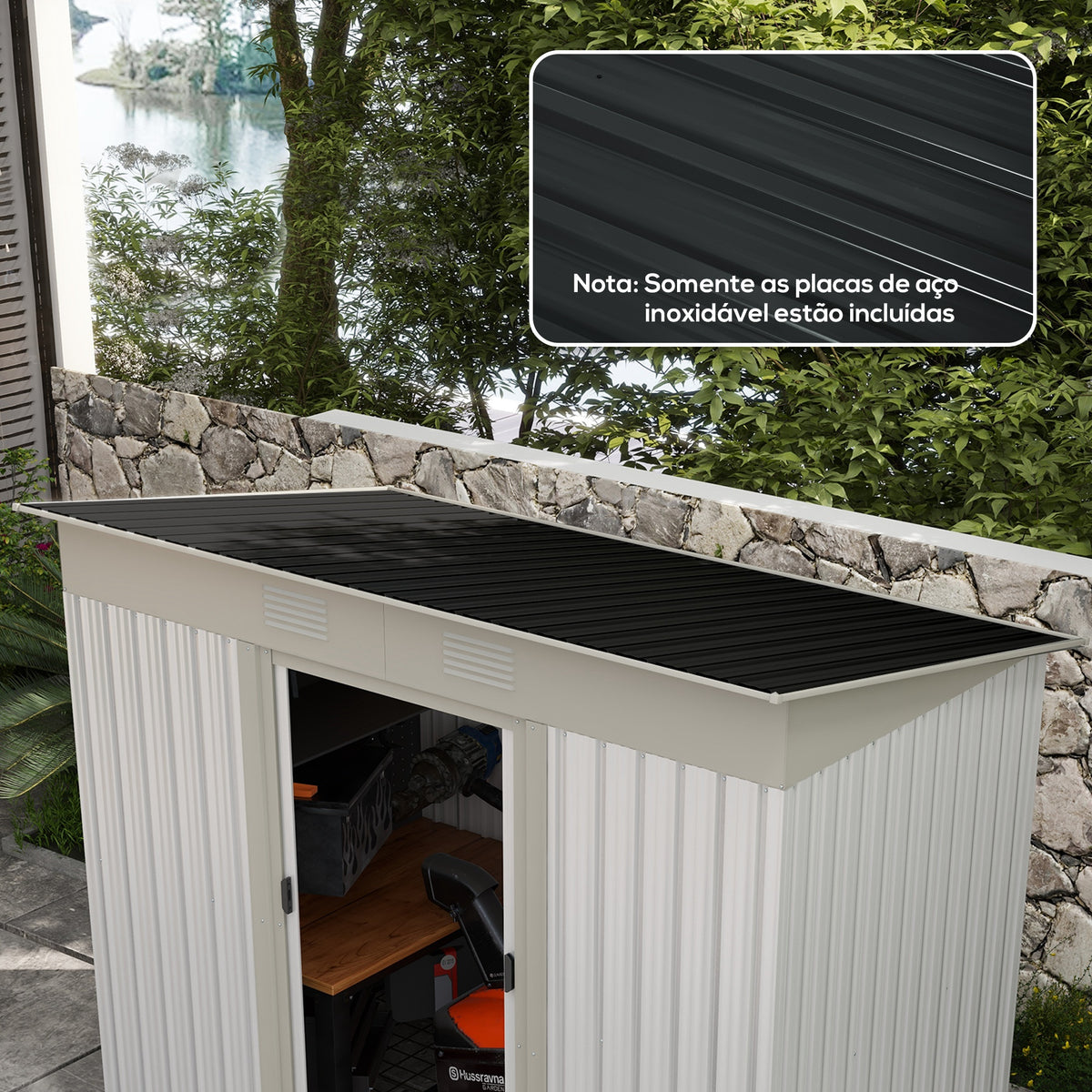 Conjunto de 12 Painéis para Teto de Aço Galvanizado Chapas Perfiladas de Teto 7m² para Abrigo de Ferramentas Abrigo Exterior 129x45cm Cinzento Escuro — foto 2