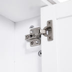 Armário de banheiro multifuncional Armário de parede com economia de espaço com 3 níveis abertos 1 porta Prateleira de sobreposição ajustável 53x14.5x50.5 cm Branco — foto 8