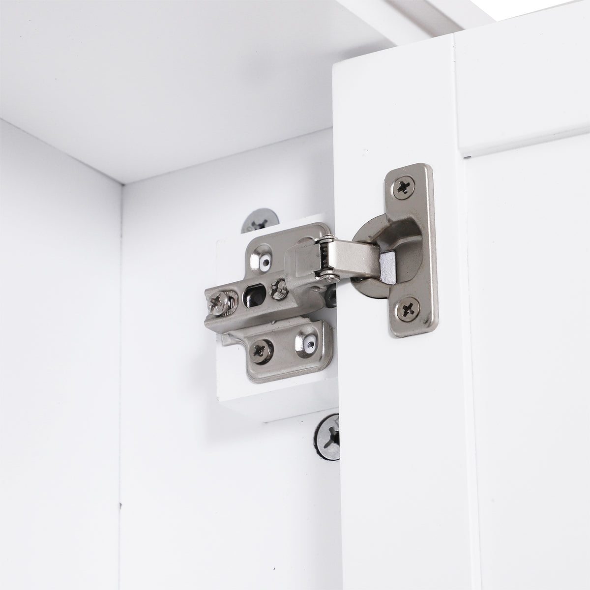 Armário de banheiro multifuncional Armário de parede com economia de espaço com 3 níveis abertos 1 porta Prateleira de sobreposição ajustável 53x14.5x50.5 cm Branco — foto 8
