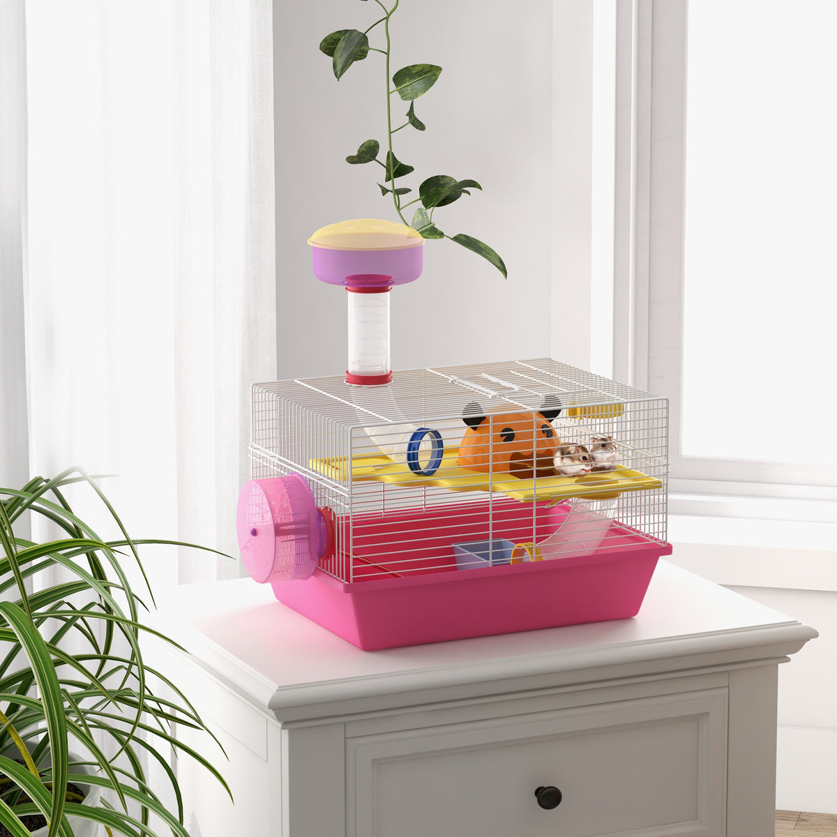 Gaiola para Hamsters Gaiola para Animais Pequenos com Comedouro Bebedouro Roda de Exercício Torre de Observação e Casinha 34x27x25 cm Multicolor — foto 2