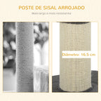 Arranhador para Gatos Altura 91 cm Arranhador para Gatos de 3 Níveis com Ninho Plataforma e Poste de Sisal 45x45x91 cm Cinza — foto 6