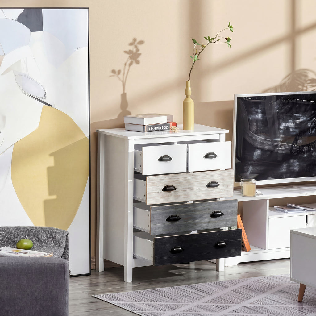 Cómoda com 5 Gavetas Cómoda para Dormitório Moderna com Desenho Anti-Tombo Cómoda para Sala de Estar Corredor 70x38x85 cm Branco — foto 8