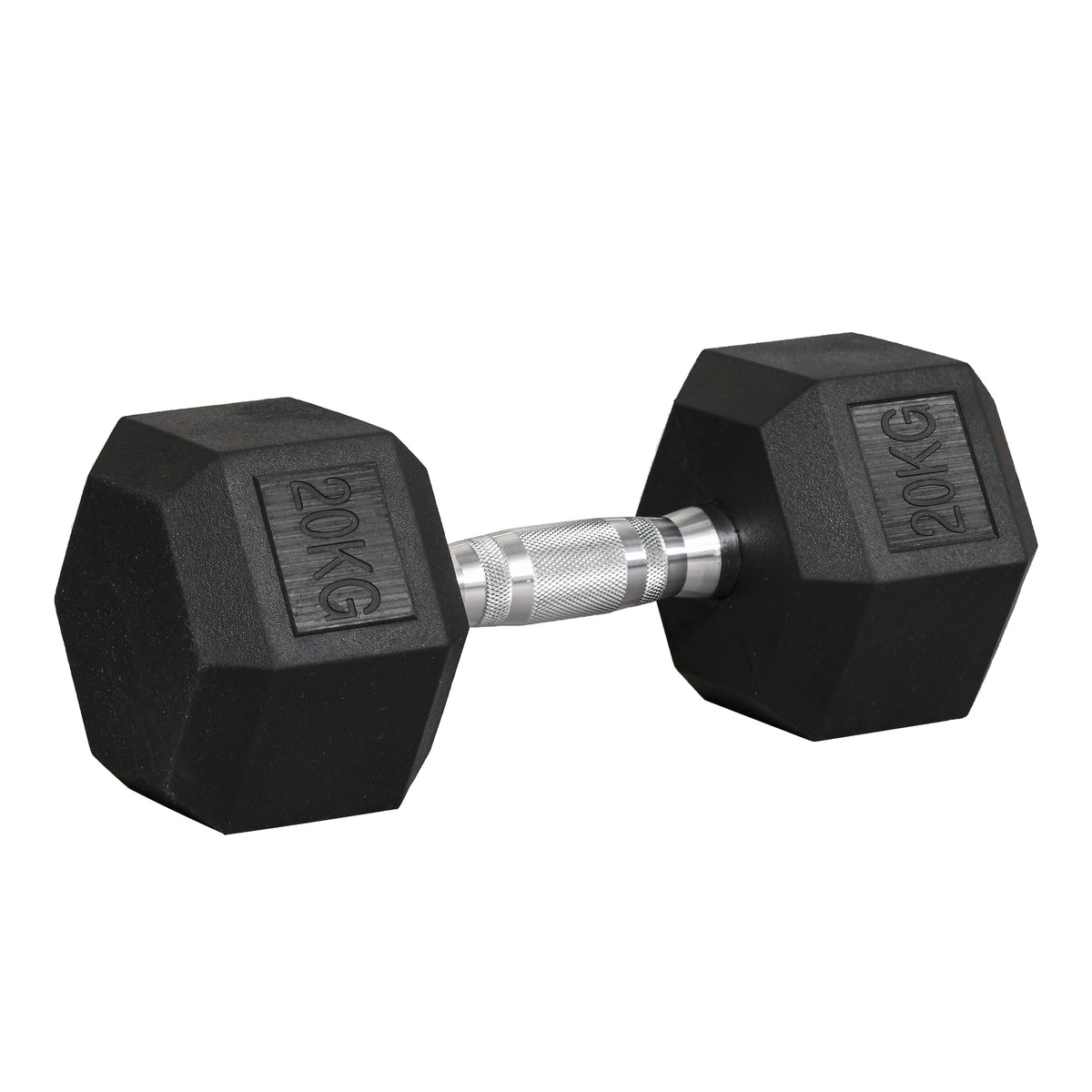 Haltere Hexagonal 20 kg de Ferro Fundido Haltere de Metal Revestido de Borracha com Cabo para Treino em Casa Ginásio e Escritório Preto e Prata — foto 1