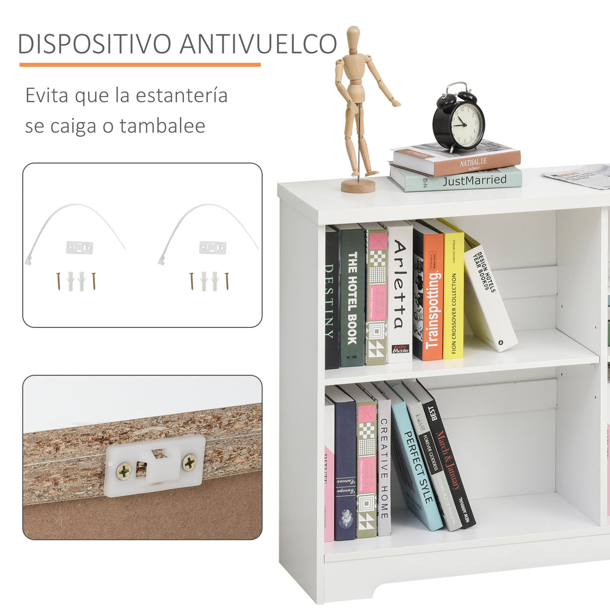 Estante de madeira de4 compartimentos com prateleiras ajustáveis ​​para arquivos 118,2x29,5x76,5 cm — foto 5