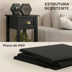 Mesa Auxiliar Mesa de Cabeceira com Gaveta e Prateleira de Armazenamento Estilo Moderno para Sala de Estar Dormitório 30x30x75 cm Preto — foto 6