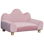 Sofá para Animais de estimação Sofá estilo moderno para gatos Cães pequenos com encosto e 3 ondulações Pernas levantadas em madeira 63x43x40 cm Rosa — foto 1