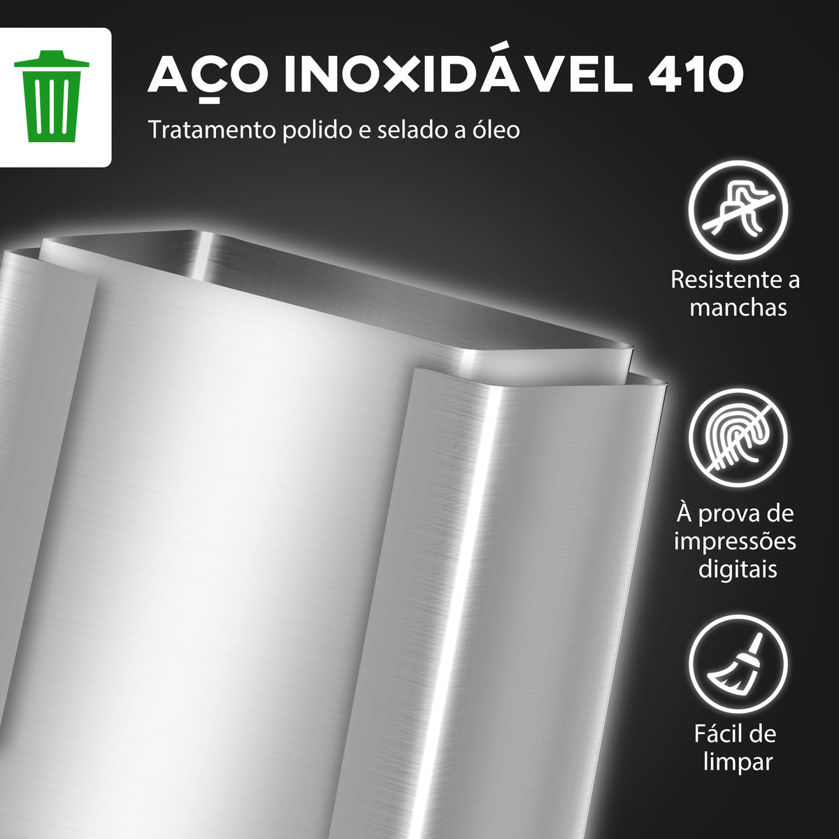 Balde de Lixo de Cozinha com 2 Compartimentos 2x30L Cubo de Lixo de Aço Inoxidável com Pedal Fechamento Suave e Cubo Amovível para Escritório Cozinha Prata — foto 5