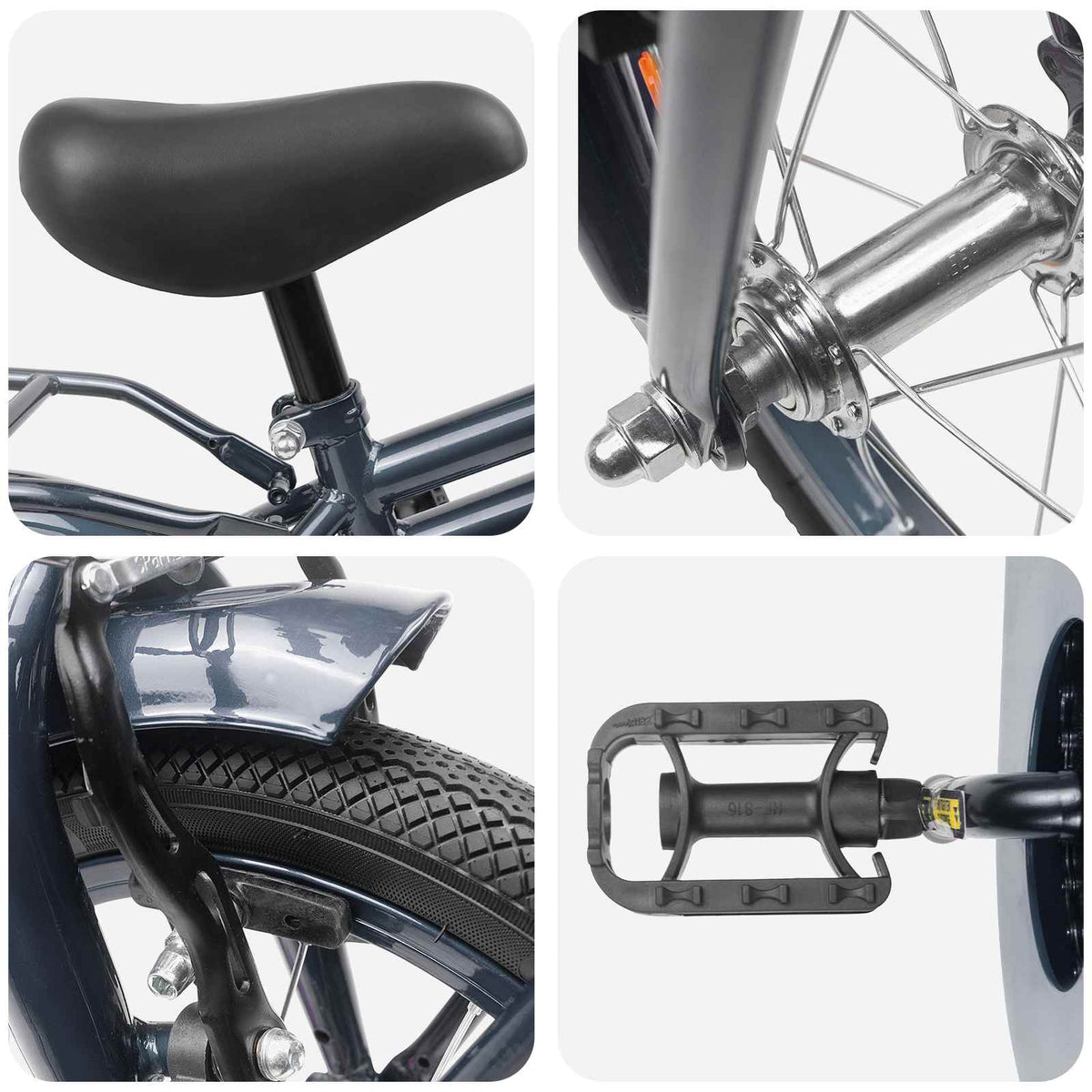 Bicicleta Infantil 12 Polegadas para 2-4 anos Cinzento-Escuro — foto 4