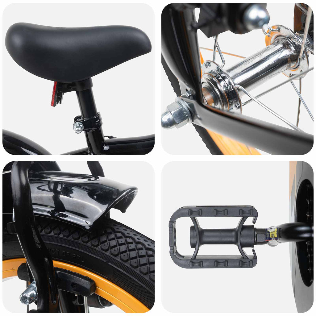 Bicicleta Infantil 12 Polegadas para 2-4 anos Laranja e Preto — foto 4