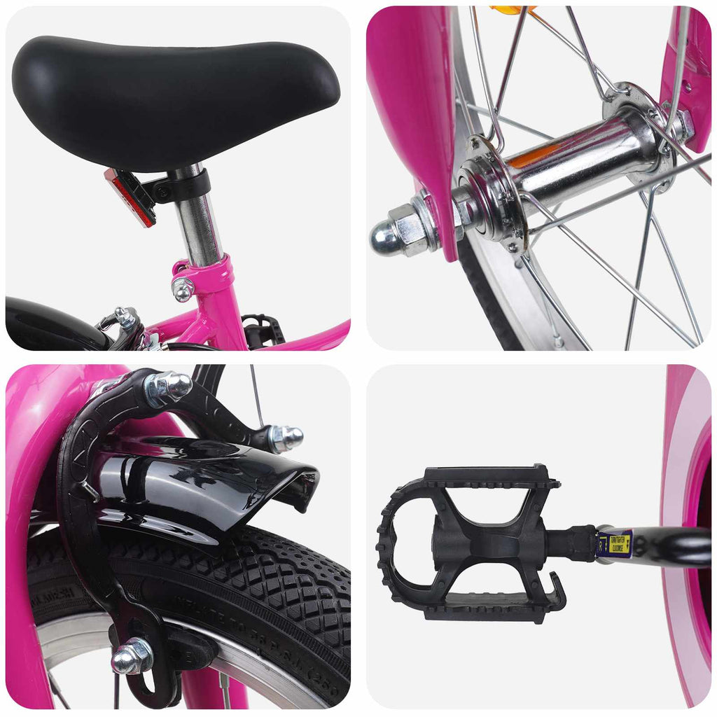 Bicicleta Infantil 12 Polegadas para 2-4 anos Preto Rosa — foto 4