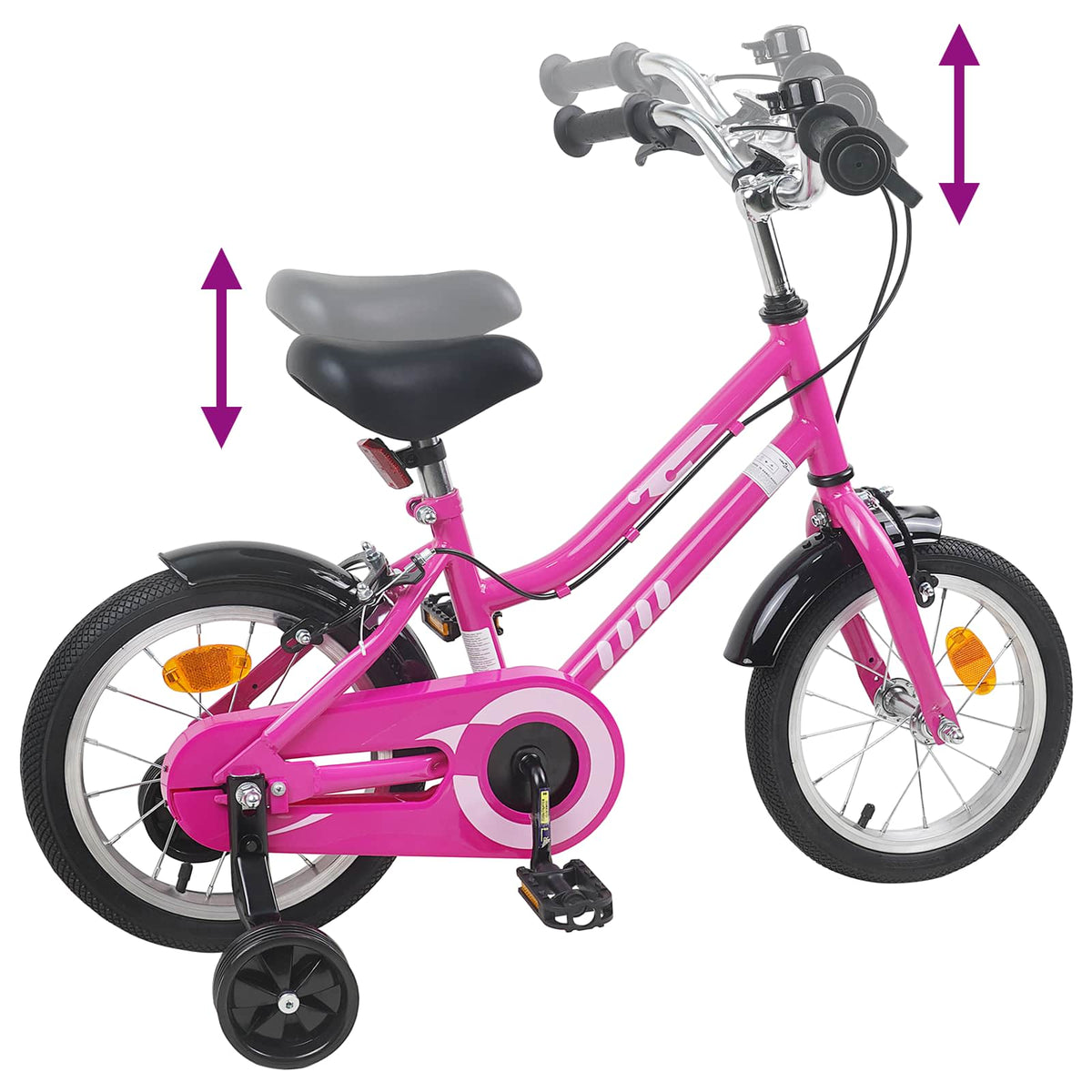 Bicicleta Infantil 12 Polegadas para 2-4 anos Preto Rosa — foto 7