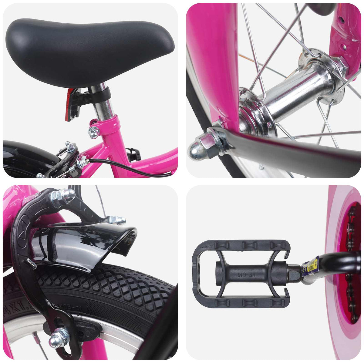 Bicicleta Infantil 12 Polegadas para 2-4 anos Rosa e Preto — foto 4
