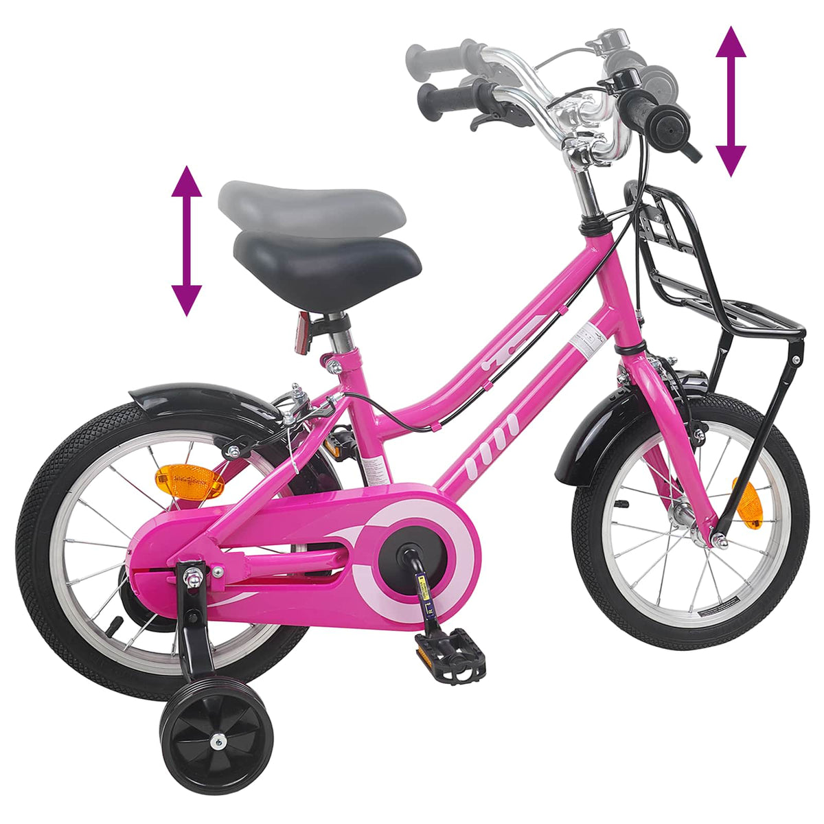 Bicicleta Infantil 12 Polegadas para 2-4 anos Rosa e Preto — foto 7