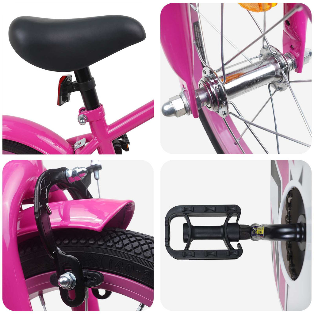 Bicicleta Infantil 12 Polegadas para 2-4 anos Rosa Escuro — foto 4