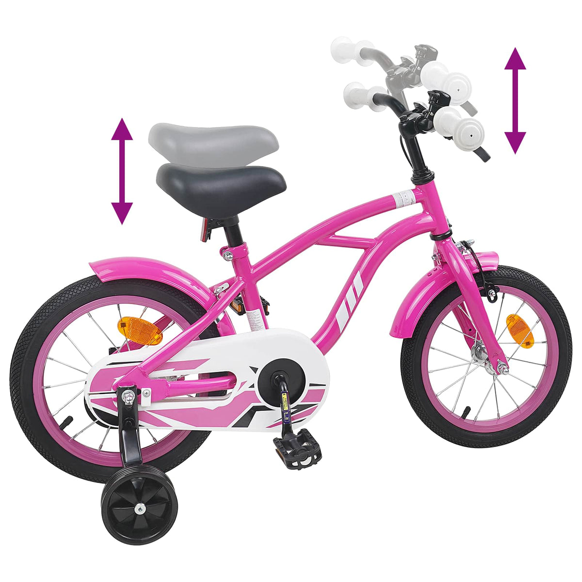Bicicleta Infantil 12 Polegadas para 2-4 anos Rosa Escuro — foto 7