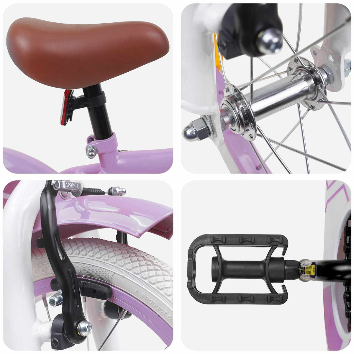 Bicicleta Infantil 12 Polegadas para 2-4 anos Roxo — foto 4
