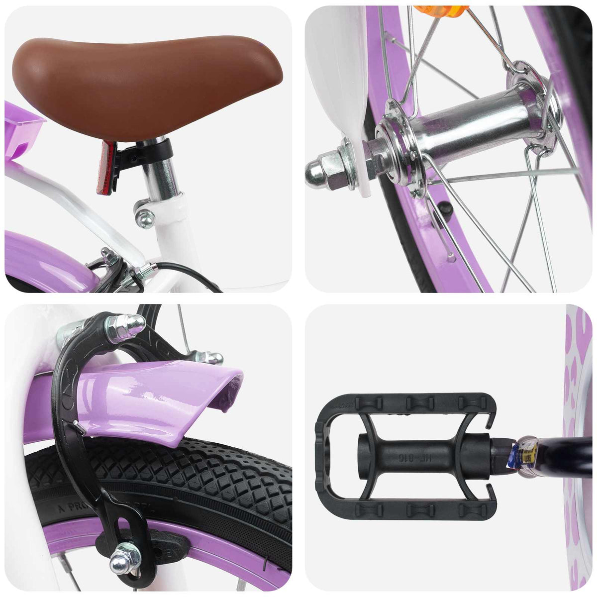 Bicicleta Infantil 12 Polegadas para 2-4 anos Roxo — foto 4