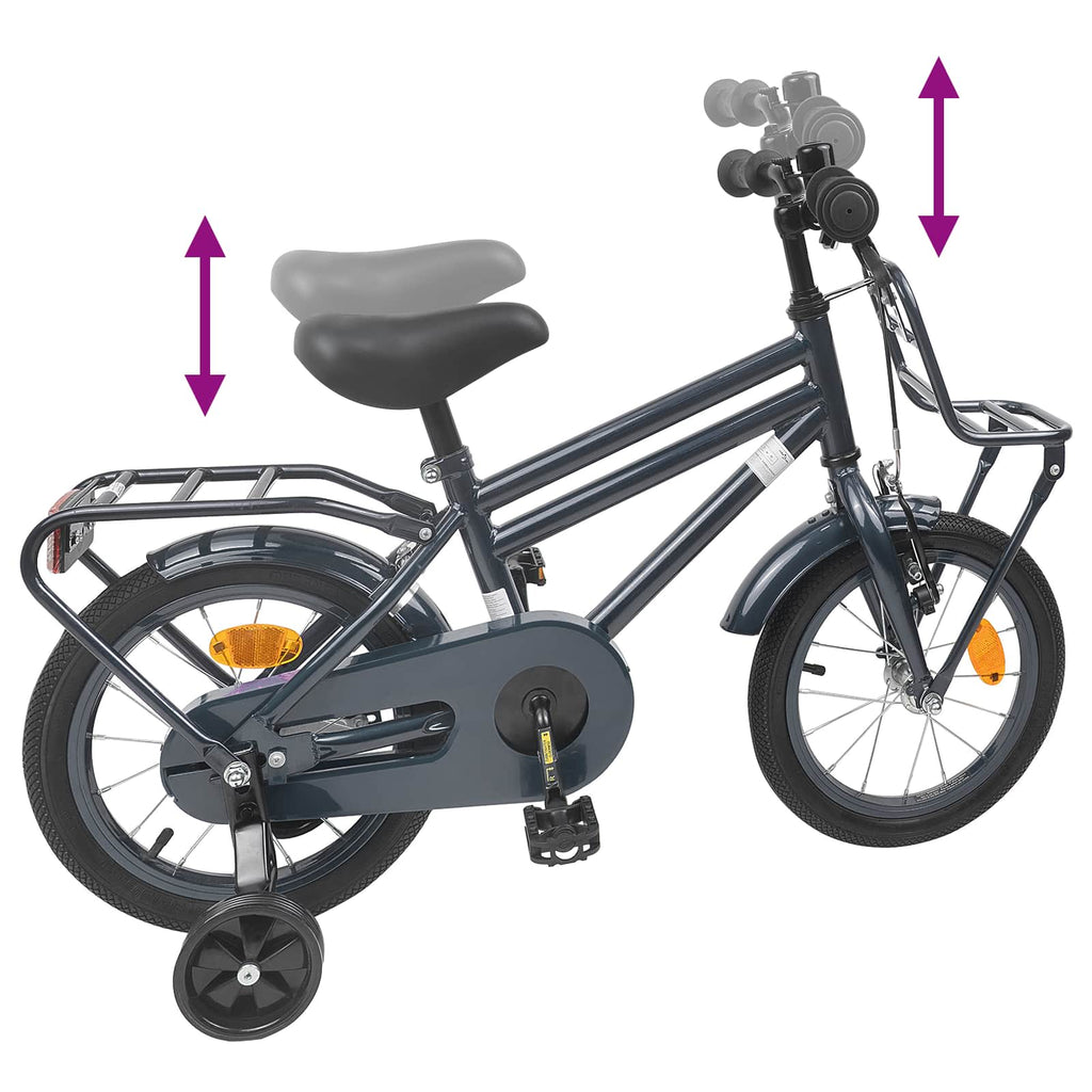 Bicicleta Infantil 14 Polegadas para 3 a 5 anos Cinzento-Escuro — foto 7