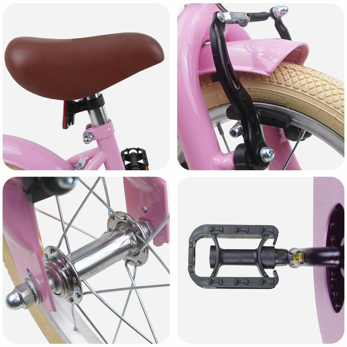 Bicicleta Infantil 14 Polegadas para 3 a 5 anos Rosa Claro — foto 4