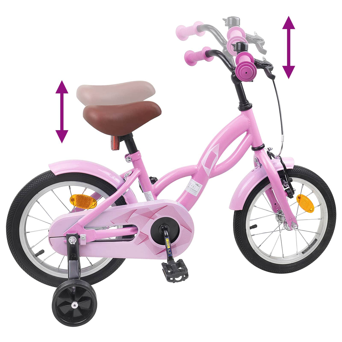 Bicicleta Infantil 14 Polegadas para 3 a 5 anos Rosa Claro — foto 7