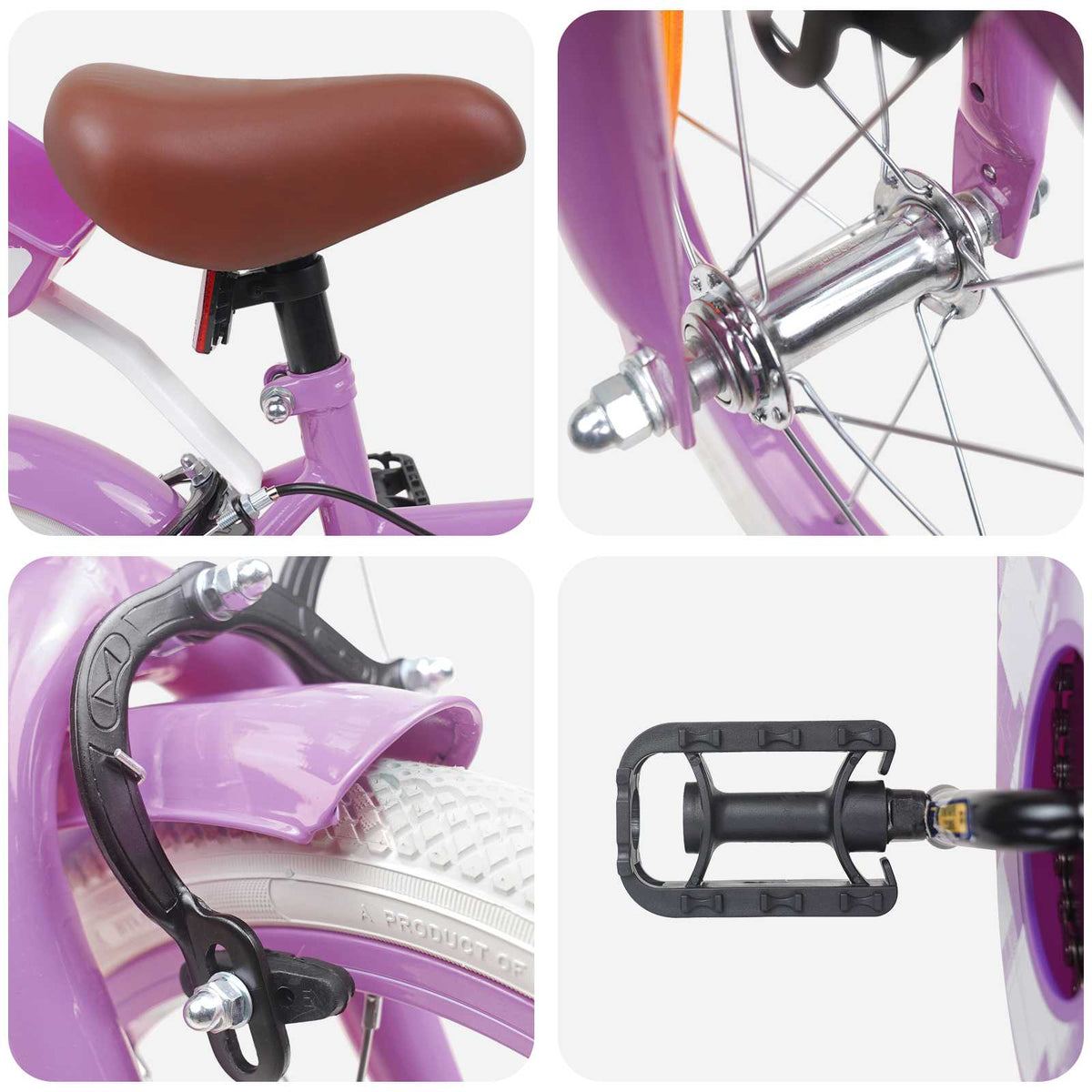 Bicicleta Infantil 14 Polegadas para 3 a 5 anos Roxo — foto 4