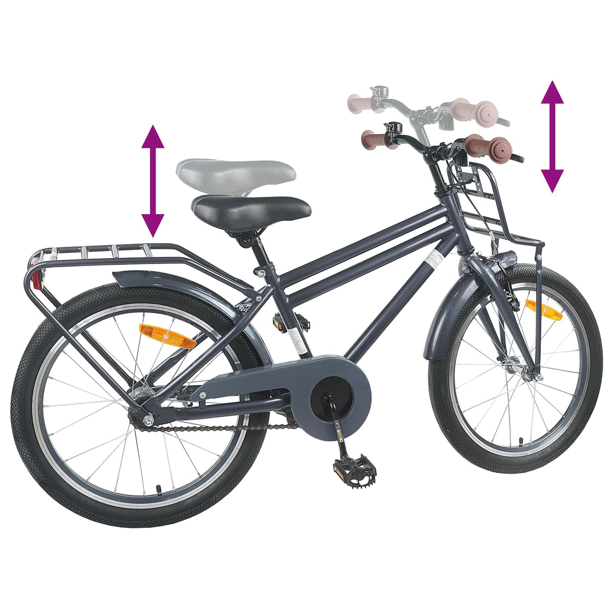 Bicicleta Infantil 18 Polegadas para 5-7 anos Cinzento-Escuro — foto 7