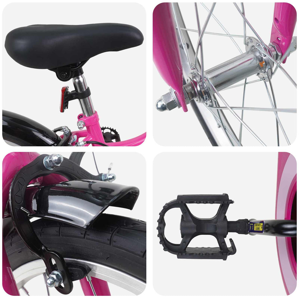 Bicicleta Infantil 18 Polegadas para 5-7 anos Preto Rosa — foto 4