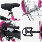 Bicicleta Infantil 18 Polegadas para 5-7 anos Preto Rosa — foto 4