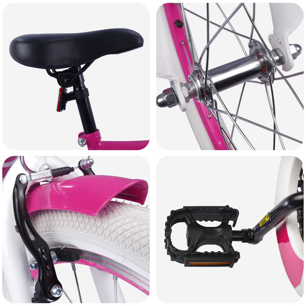 Bicicleta Infantil 18 Polegadas para 5-7 anos Rosa — foto 4