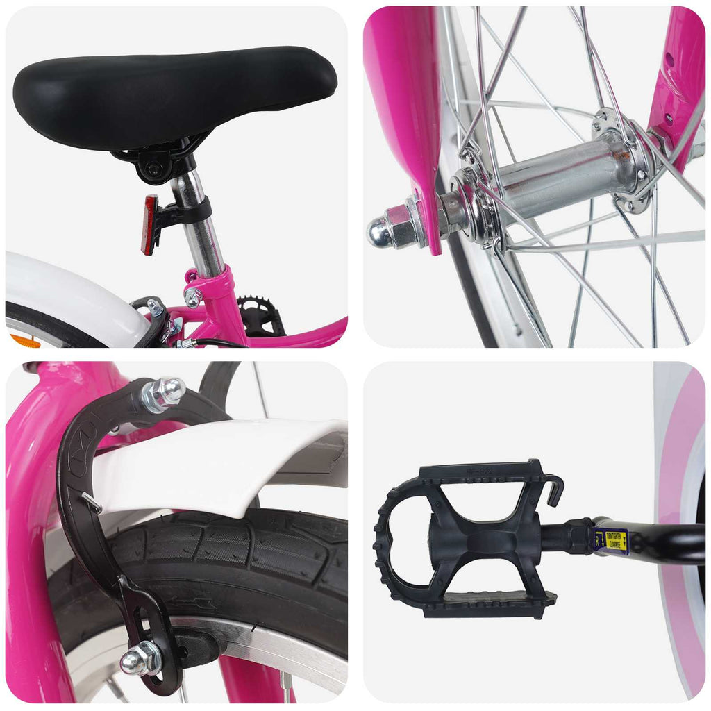 Bicicleta Infantil 18 Polegadas para 5-7 anos Rosa Branco — foto 4