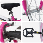 Bicicleta Infantil 18 Polegadas para 5-7 anos Rosa Branco — foto 4