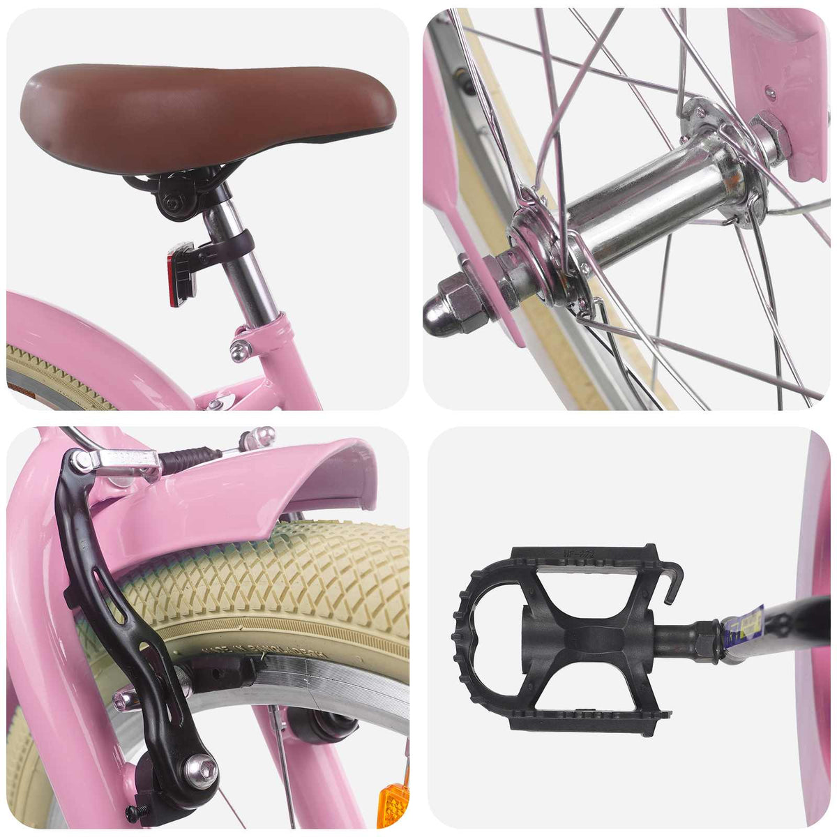 Bicicleta Infantil 18 Polegadas para 5-7 anos Rosa Claro — foto 4