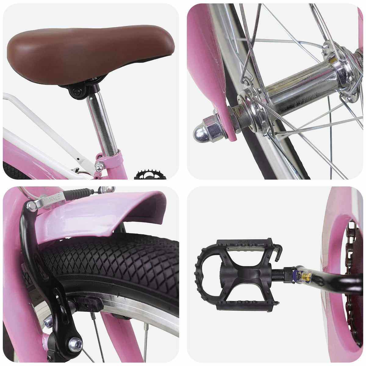 Bicicleta Infantil 18 Polegadas para 5-7 anos Rosa Claro — foto 4