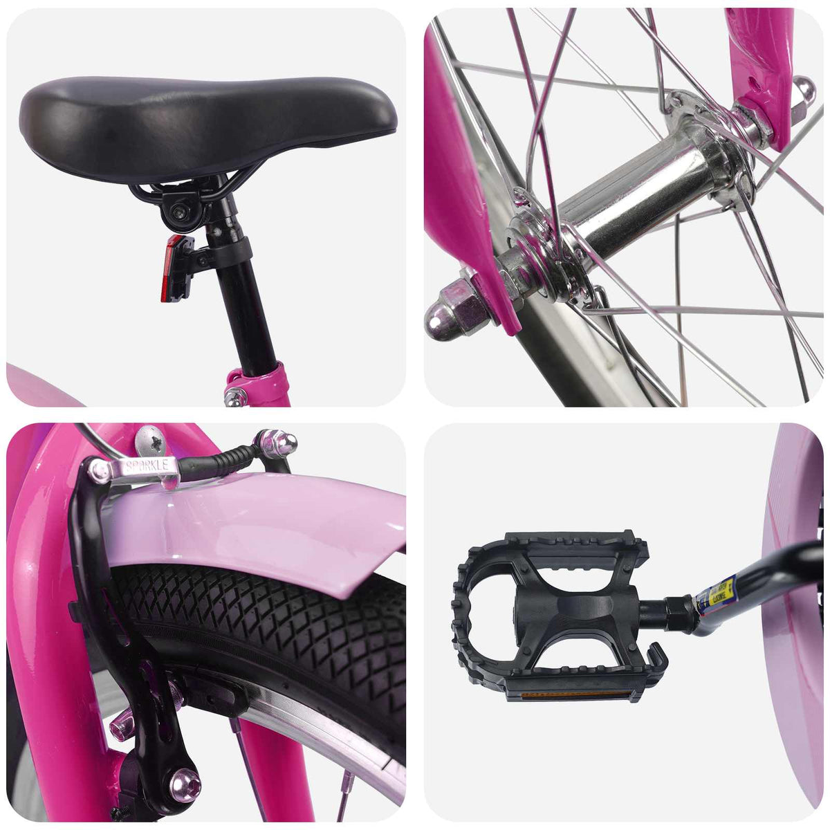 Bicicleta Infantil 18 Polegadas para 5-7 anos Rosa Escuro — foto 4