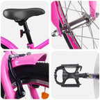 Bicicleta Infantil 18 Polegadas para 5-7 anos Rosa Escuro — foto 4