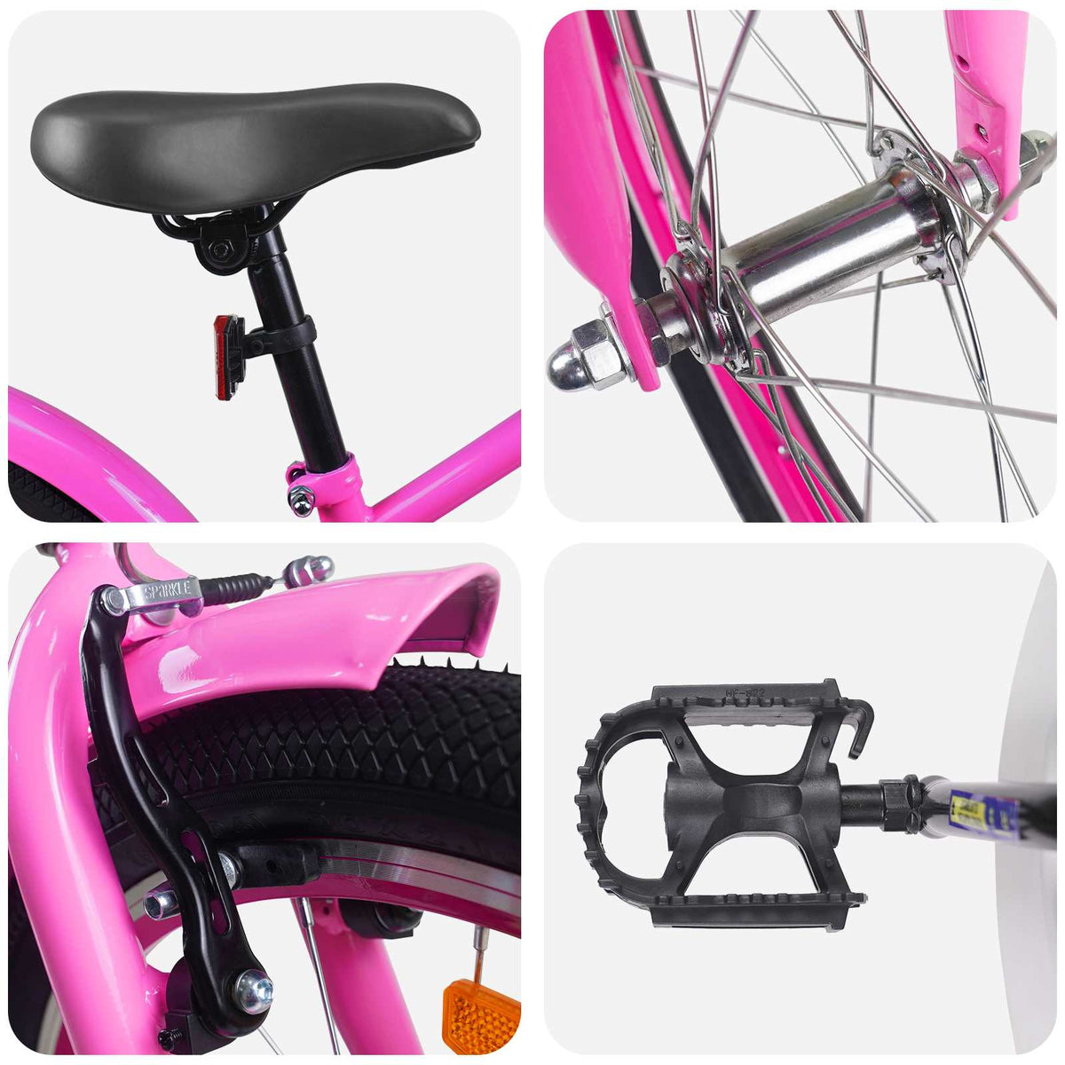 Bicicleta Infantil 18 Polegadas para 5-7 anos Rosa Escuro — foto 4