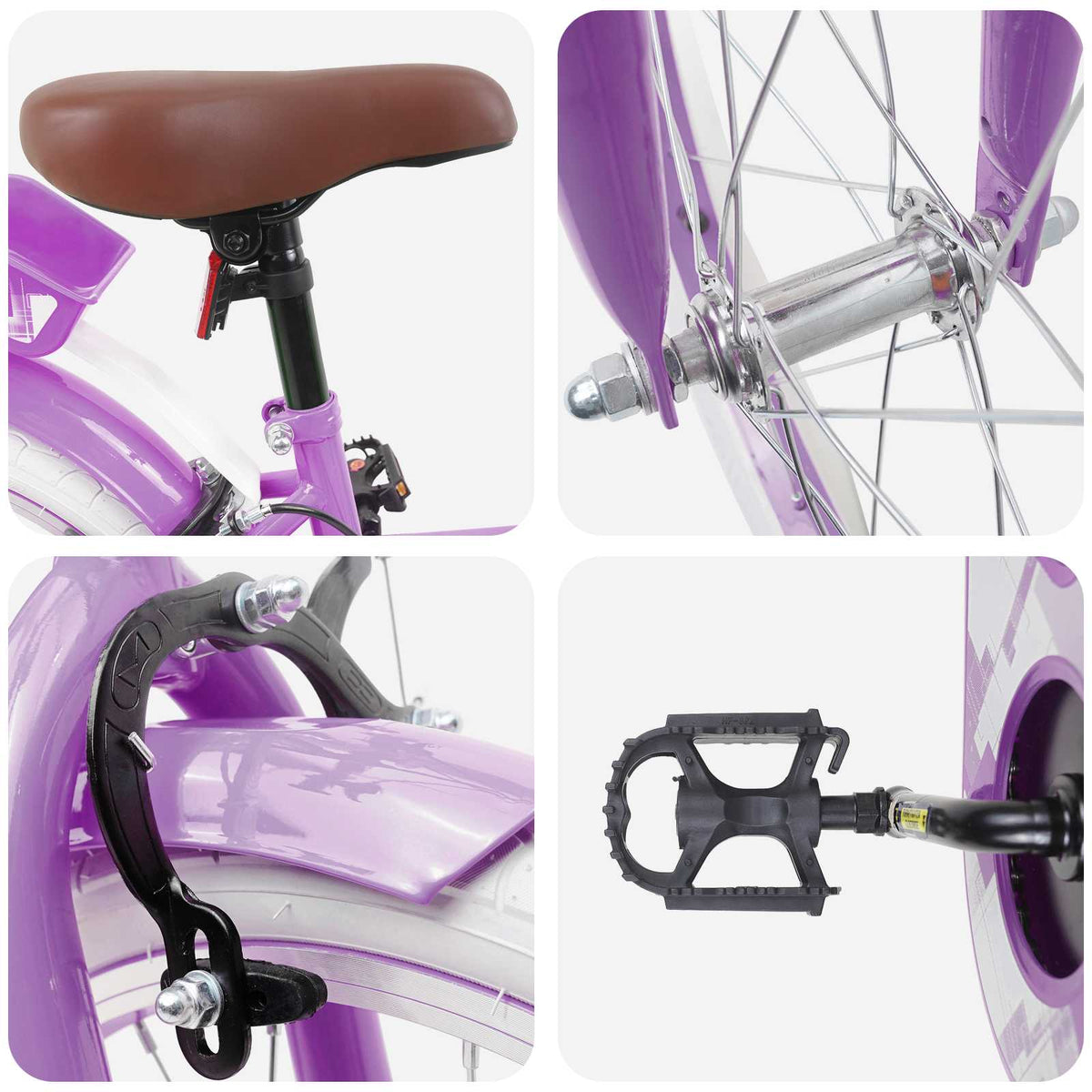 Bicicleta Infantil 18 Polegadas para 5-7 anos Roxo — foto 4