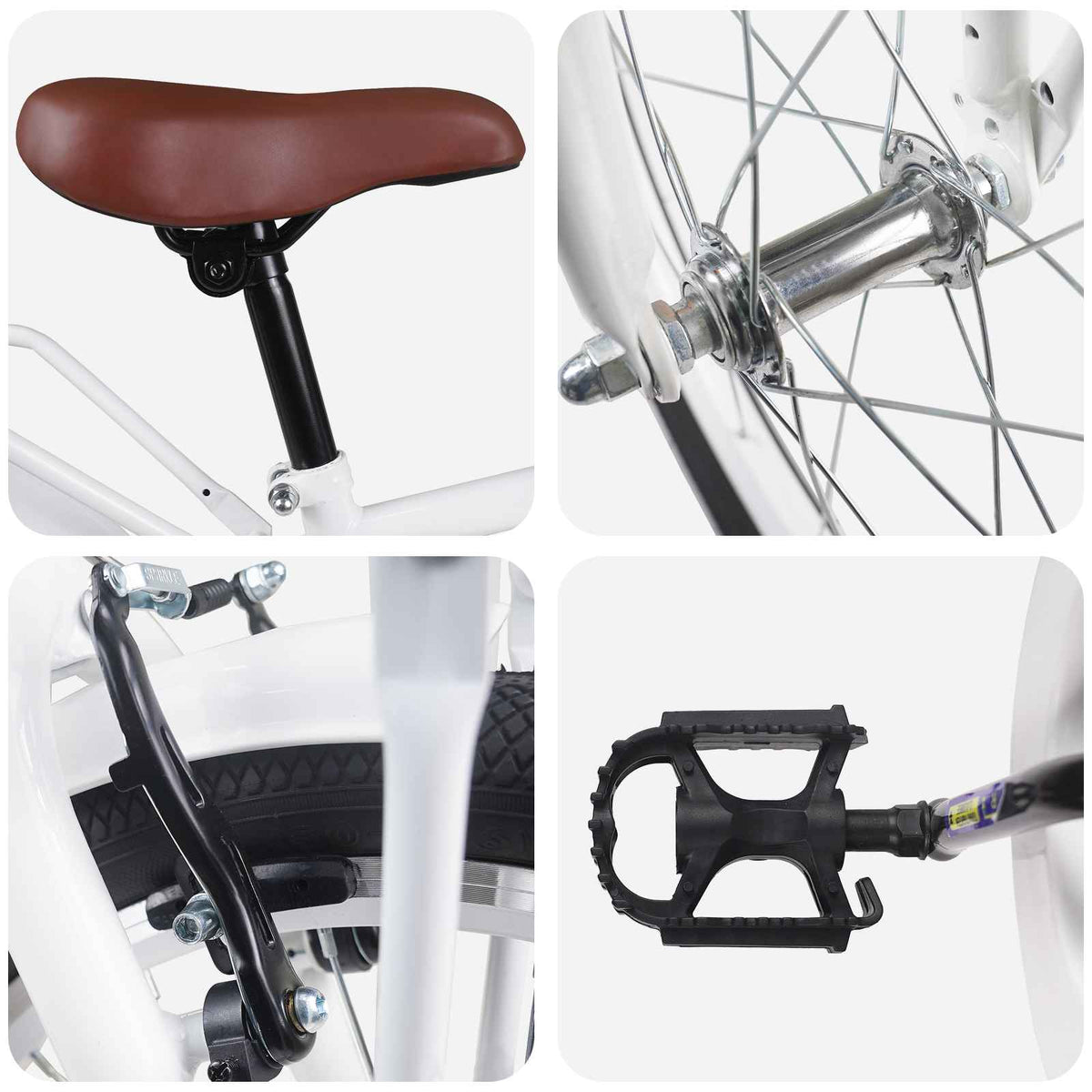 Bicicleta Infantil 20 Polegadas para 6-11 Anos Branco — foto 4