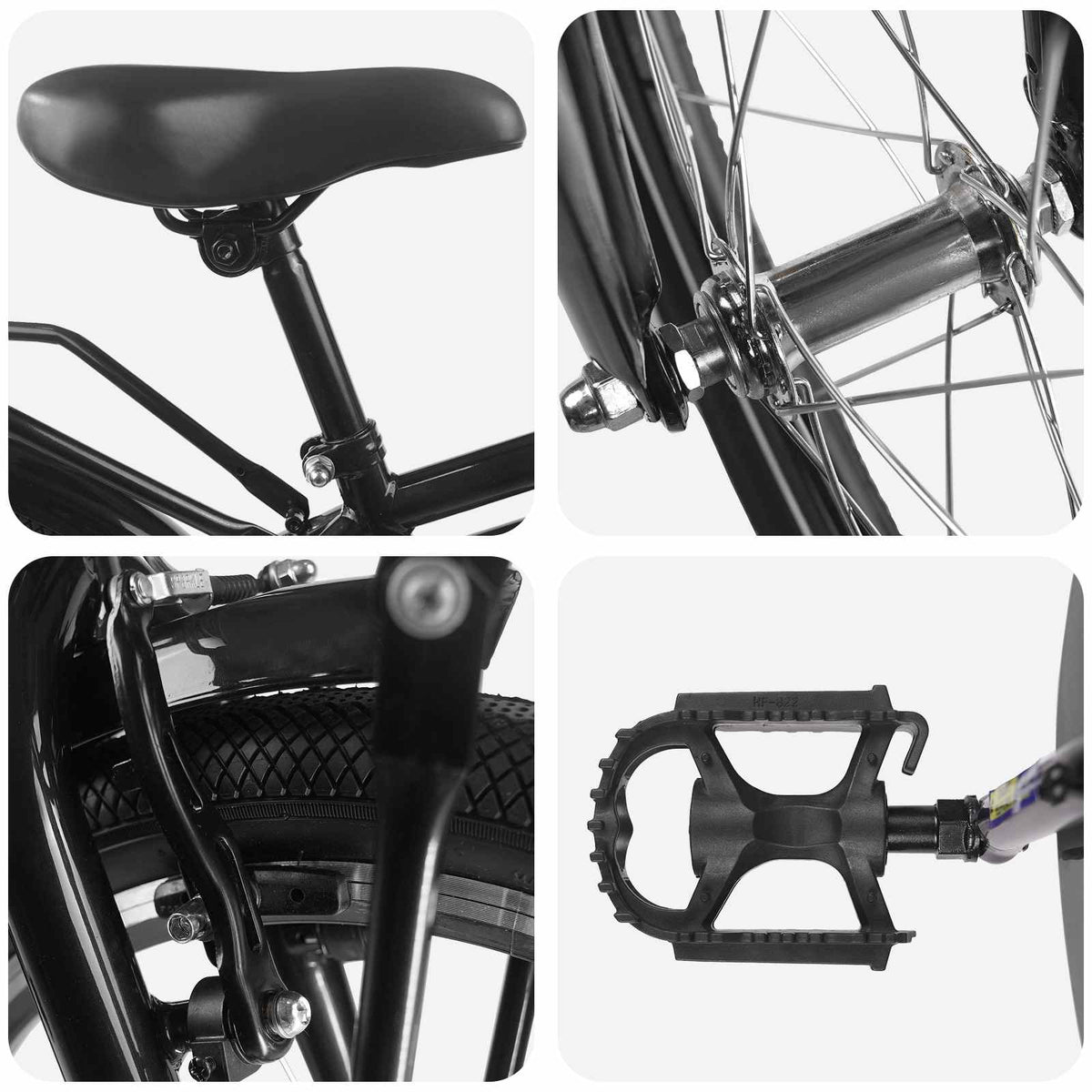 Bicicleta Infantil 20 Polegadas para 6-11 Anos Preto — foto 4