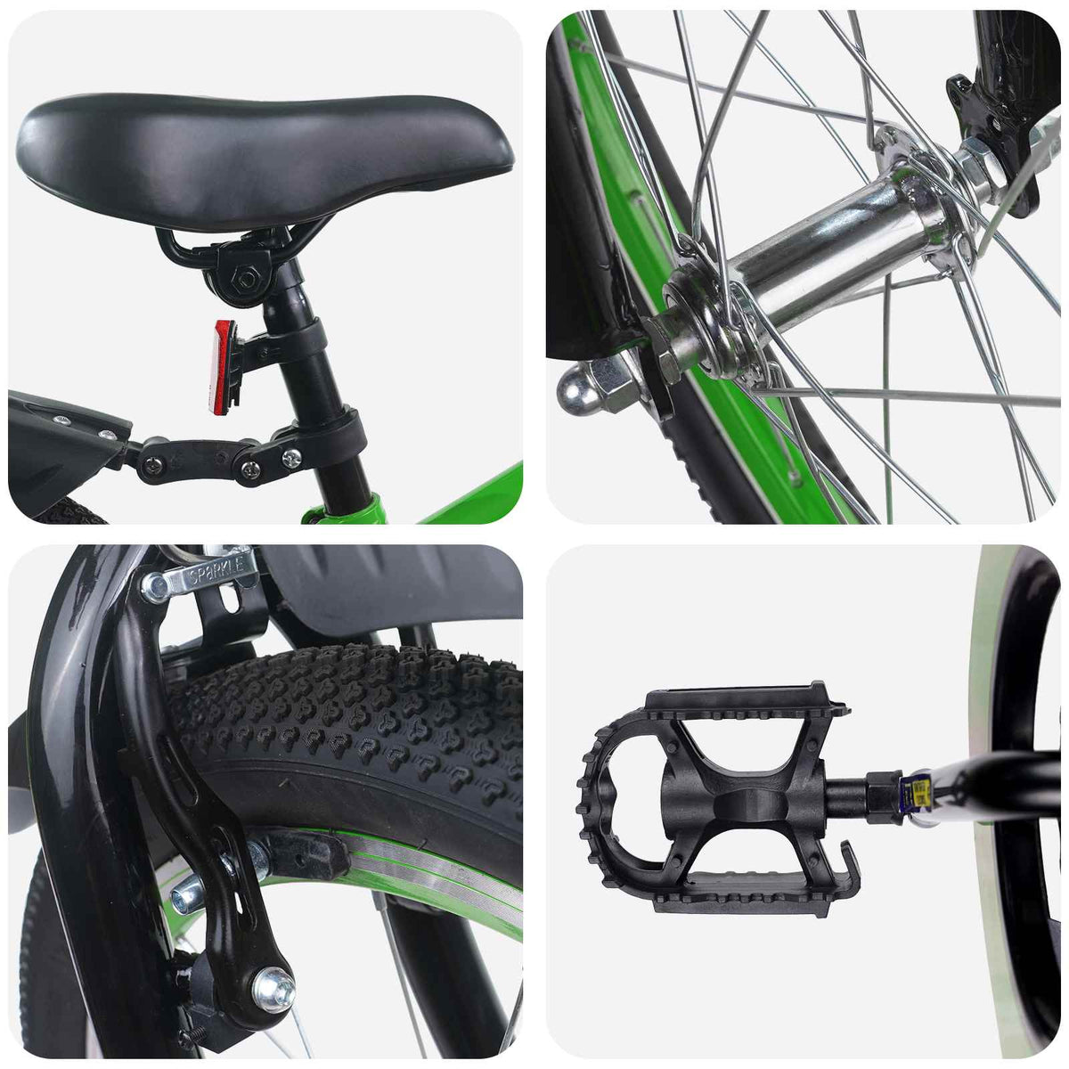 Bicicleta Infantil 20 Polegadas para 6-11 Anos Verde Preto — foto 4