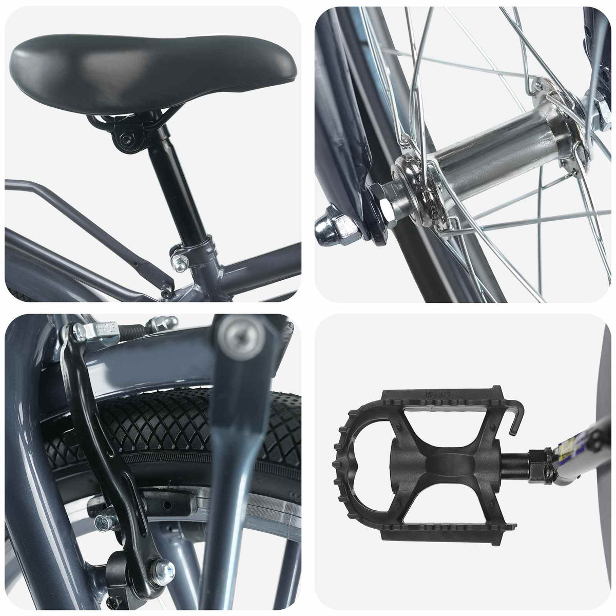 Bicicleta Infantil 22 Polegadas para 7-12 anos Cinzento-Escuro — foto 4