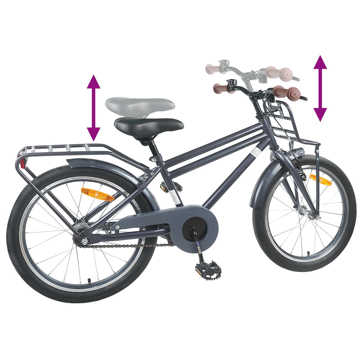 Bicicleta Infantil 22 Polegadas para 7-12 anos Cinzento-Escuro — foto 7