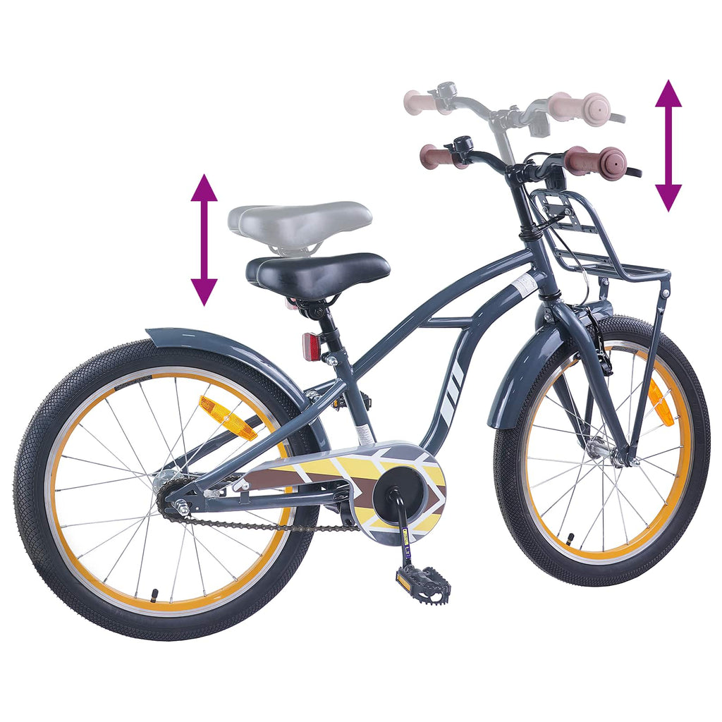 Bicicleta Infantil 22 Polegadas para 7-12 anos Cinzento-Escuro — foto 7