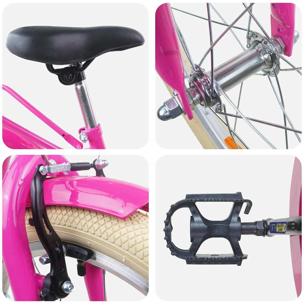 Bicicleta Infantil 24 Polegadas para 8-12 anos Rosa Escuro — foto 4