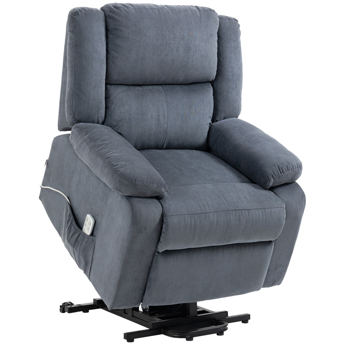 Poltrona Elevatória Poltrona Relax com Função de Deitar Controle Remoto Efeito Veludo 92x93x105 cm Cinza — foto 1