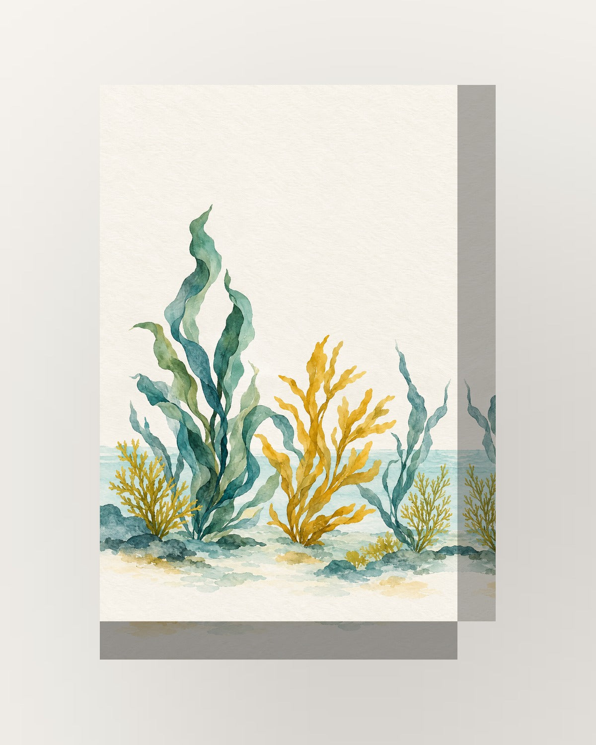 Algas · Aguarela · Quadro botânico — acabamento:thick