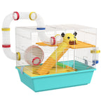 Gaiola para Hamsters Gaiola para Animais Pequenos com Túnel Plataformas Comedouro Bebedouro Casinha Rampas e Roda de Exercício 45x28x37 cm Azul Claro — foto 1
