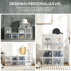 Armário Modular de Plástico Sapateira Modular com 8 Cubos Portas Magnéticas Organizador de Sapatos para Entrada Corredor Dormitório 25x35x19cm Transparente — foto 6
